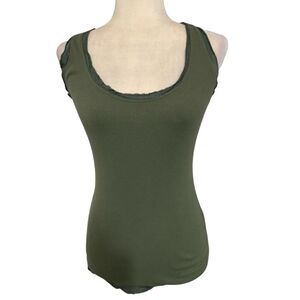 nt by amati womens solid olive green scoop neck ribbed tank top xs italy
